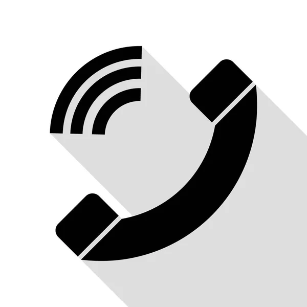 Ilustração do sinal do telefone. Ícone preto com estilo plano caminho de sombra . — Vetor de Stock