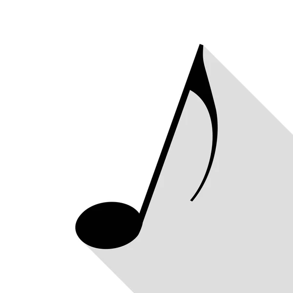 Signe de note musicale. Icône noire avec chemin d'ombre de style plat . — Image vectorielle