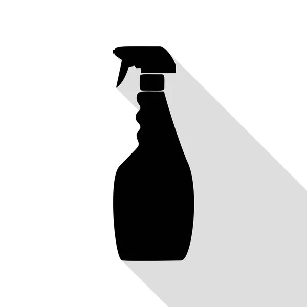 Plastikflasche zum Reinigen. schwarzes Symbol mit flachem Schattenpfad. — Stockvektor