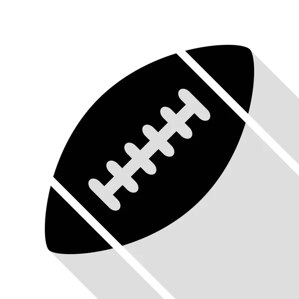 American Simple Football Ball. schwarzes Symbol mit flachem Schattenpfad. — Stockvektor