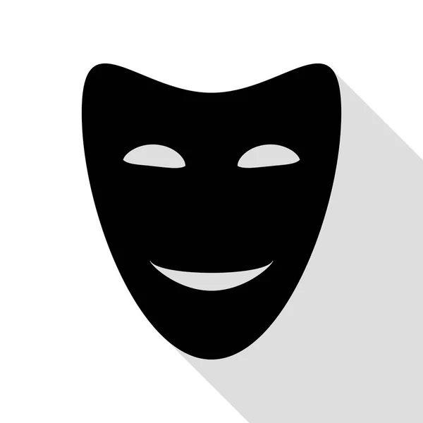 Komedie theatrale maskers. Zwarte pictogram met vlakke stijl schaduw pad. — Stockvector