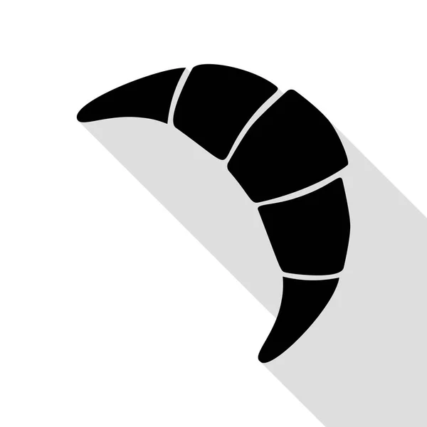 クロワッサンのシンプルな標識。フラット スタイルのシャドウのパスと黒のアイコン. — ストックベクタ