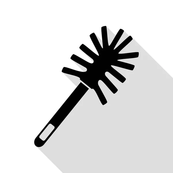 Cepillo de baño doodle. Icono negro con camino de sombra de estilo plano . — Vector de stock