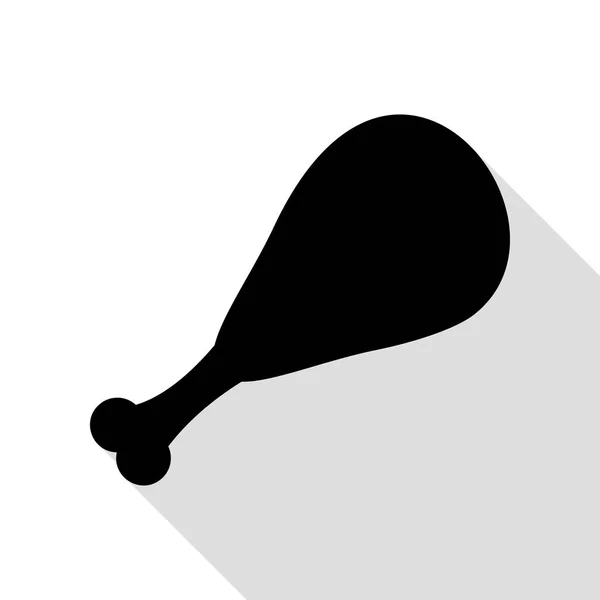 Hühnerbein-Zeichen. schwarzes Symbol mit flachem Schattenpfad. — Stockvektor