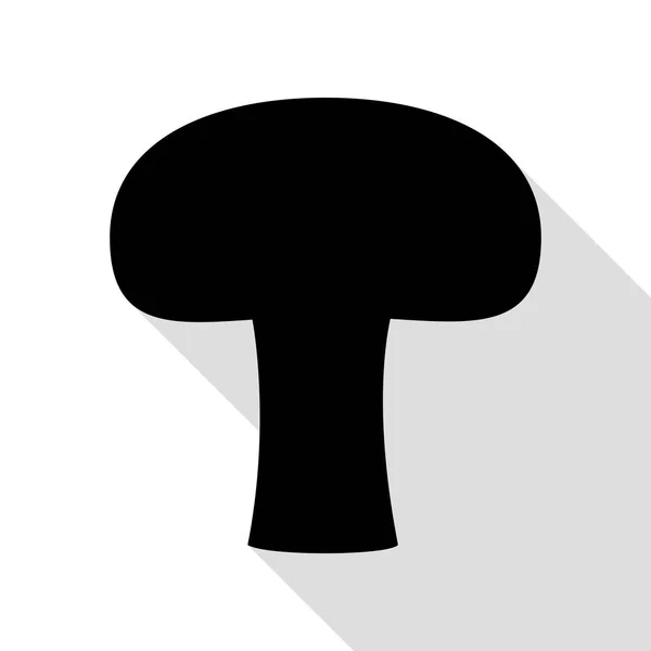 Fungo segno semplice. Icona nera con percorso ombra in stile piatto . — Vettoriale Stock