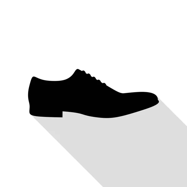 Mannen schoenen ondertekenen. Zwarte pictogram met vlakke stijl schaduw pad. — Stockvector