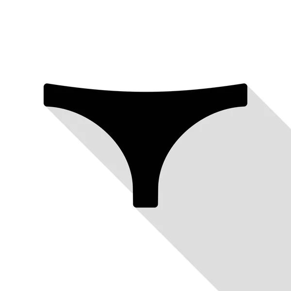 As cuecas das mulheres assinam. Ícone preto com estilo plano caminho de sombra . — Vetor de Stock