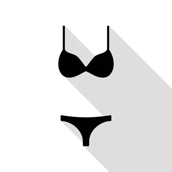 Des femmes en maillot de bain. Icône noire avec chemin d'ombre de style plat . — Image vectorielle