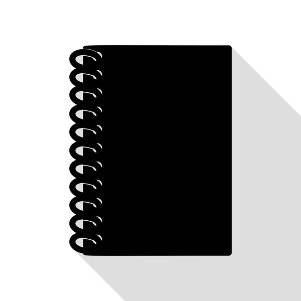 Señal simple de cuaderno. Icono negro con camino de sombra de estilo plano . — Vector de stock