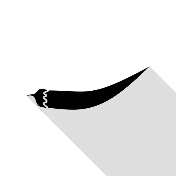 Chilli peper teken. Zwarte pictogram met vlakke stijl schaduw pad. — Stockvector