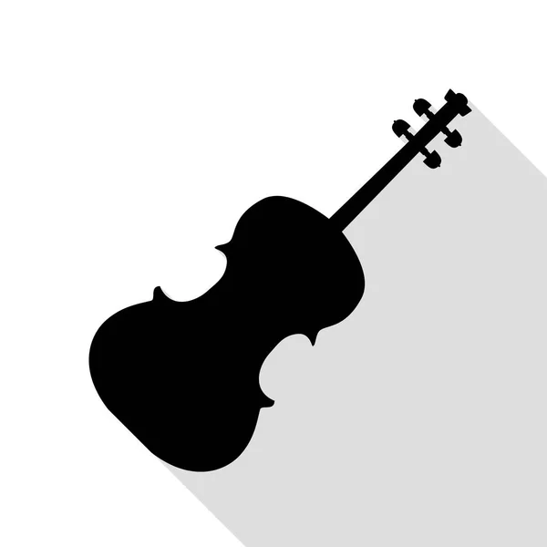 Illustrazione segno violino. Icona nera con percorso ombra in stile piatto . — Vettoriale Stock