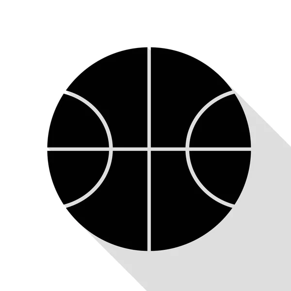 Basket ball tecken illustration. Svart ikon med platt stil skugga sökväg. — Stock vektor