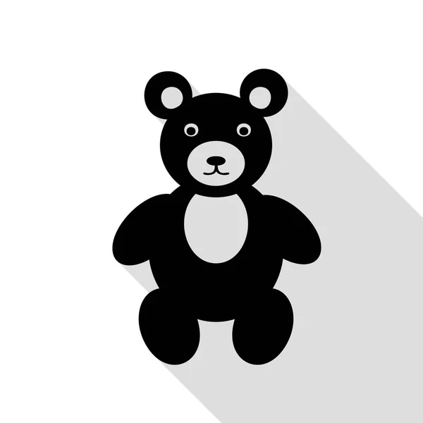 Teddybär Zeichen Illustration. schwarzes Symbol mit flachem Schattenpfad. — Stockvektor