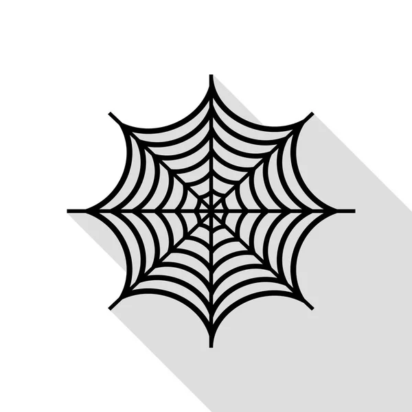 Spider on web illustration. Black icon with flat style shadow path. — Stock Vector