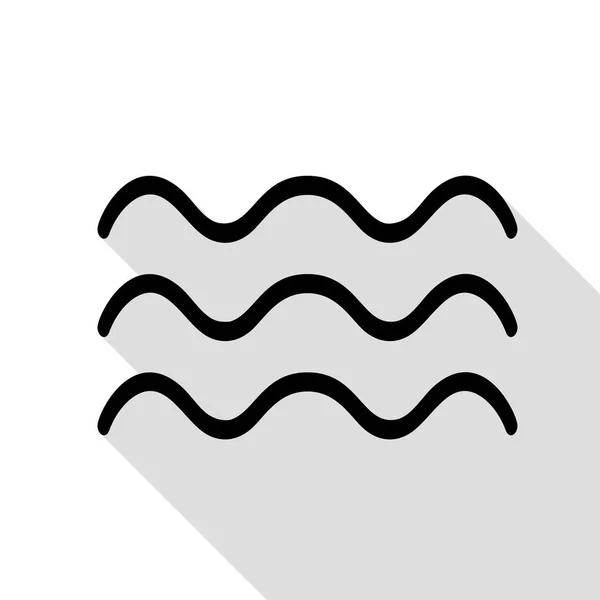 Wellen Zeichen Illustration. schwarzes Symbol mit flachem Schattenpfad. — Stockvektor