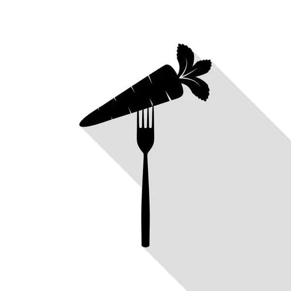 Vegetarische maaltijden teken illustratie. Zwarte pictogram met vlakke stijl schaduw pad. — Stockvector
