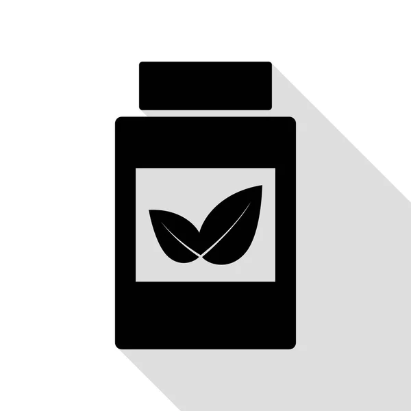 Suplementos signo contenedor. Icono negro con camino de sombra de estilo plano . — Vector de stock