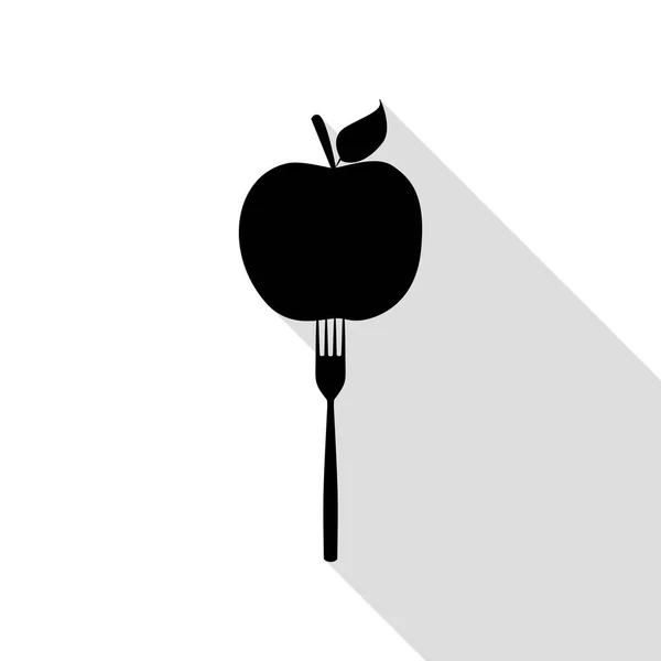 Vegetarisches Essen Zeichen Illustration. schwarzes Symbol mit flachem Schattenpfad. — Stockvektor