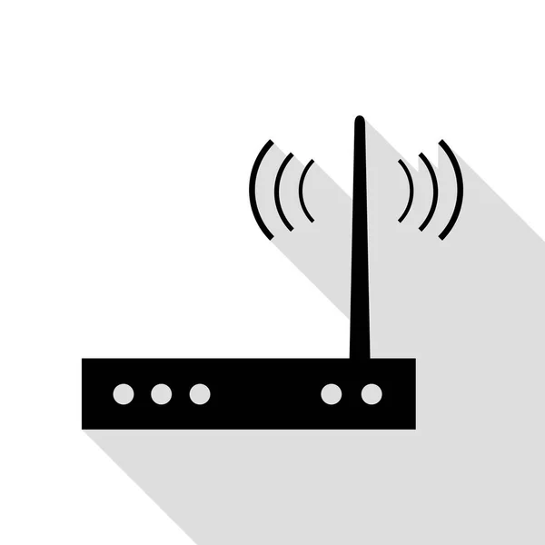 Signo de módem Wifi. Icono negro con camino de sombra de estilo plano . — Vector de stock