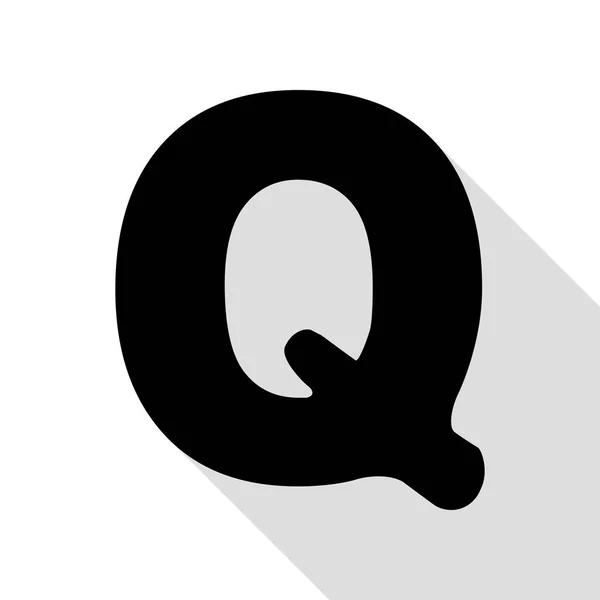 Harf Q işareti şablon öğesi tasarım. Düz stil gölge yolu ile siyah simgesi. — Stok Vektör
