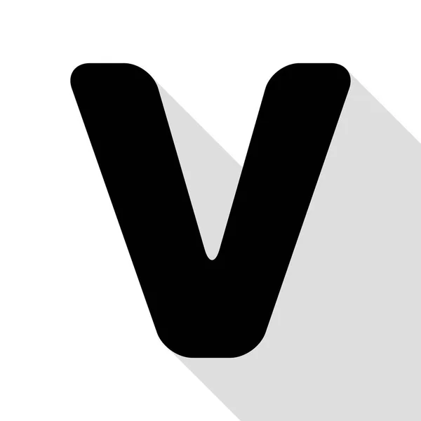 Harf V işareti şablon öğesi tasarım. Düz stil gölge yolu ile siyah simgesi. — Stok Vektör