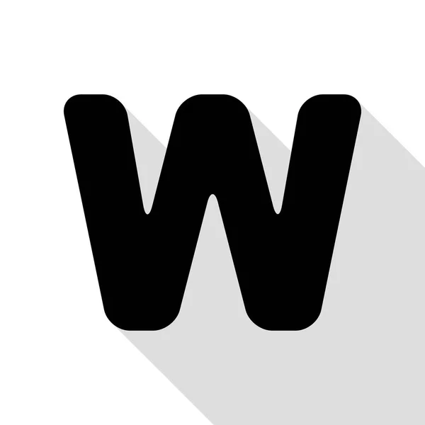 Lettre W signe élément de modèle de conception. Icône noire avec chemin d'ombre de style plat . — Image vectorielle