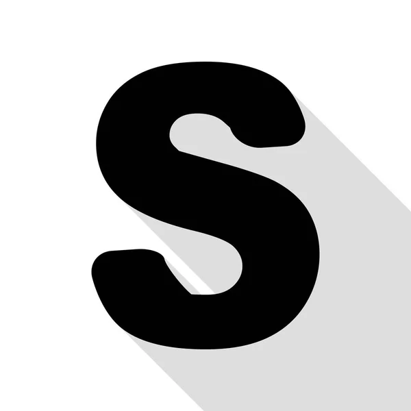 Lettre S signe élément de modèle de conception. Icône noire avec chemin d'ombre de style plat . — Image vectorielle