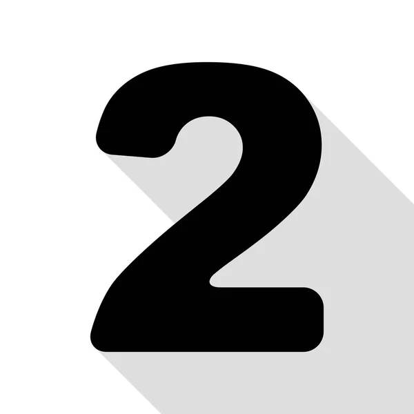 Numéro 2 signe éléments de modèle de conception. Icône noire avec chemin d'ombre de style plat . — Image vectorielle