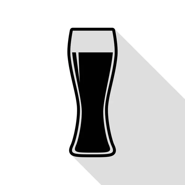 Μπύρα ποτήρι σημάδι. Μαύρο εικονίδιο με επίπεδη στυλ σκιάς διαδρομή. — Διανυσματικό Αρχείο