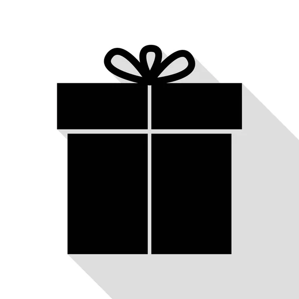 Signo de regalo. Icono negro con camino de sombra de estilo plano . — Vector de stock