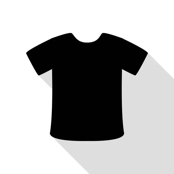 Tričko znak. Černá ikona s ploché styl stínu cestou. — Stockový vektor