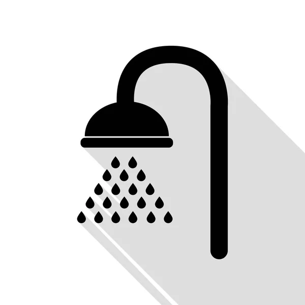Shower sign. Black icon with flat style shadow path. — Stockvector