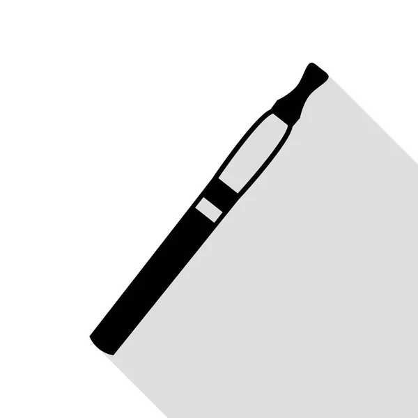 Signo de cigarrillo electrónico. Icono negro con camino de sombra de estilo plano . — Vector de stock