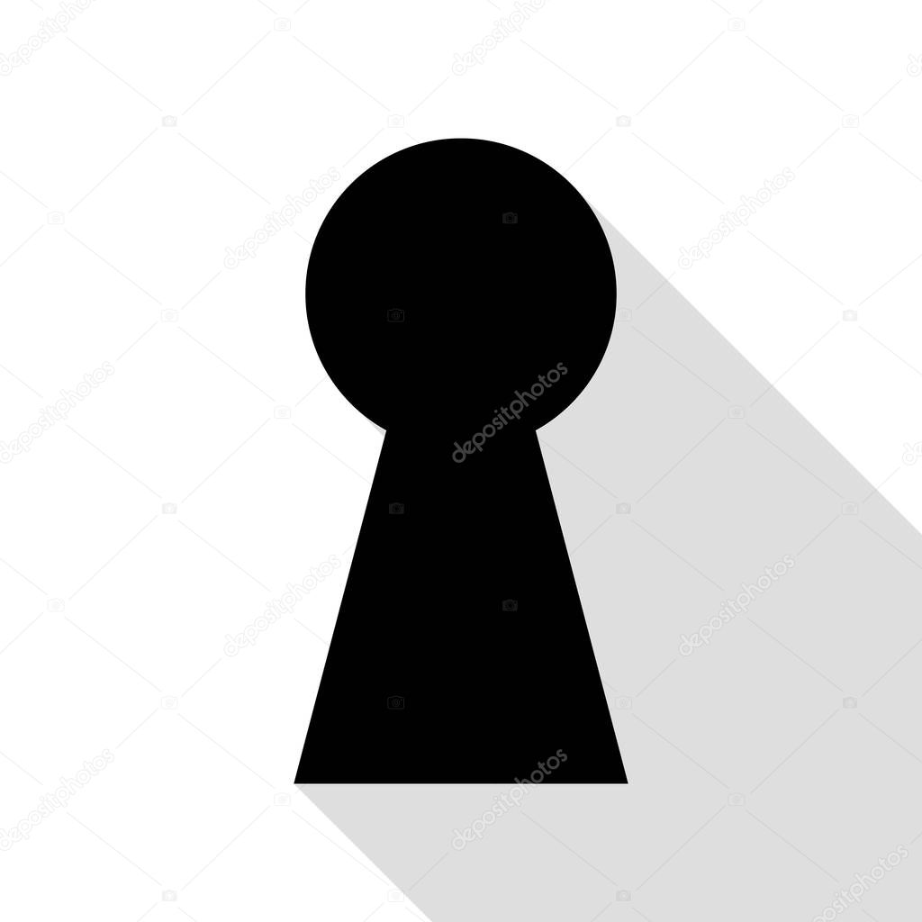 Keyhole sign illustration. Black icon with flat style shadow path.