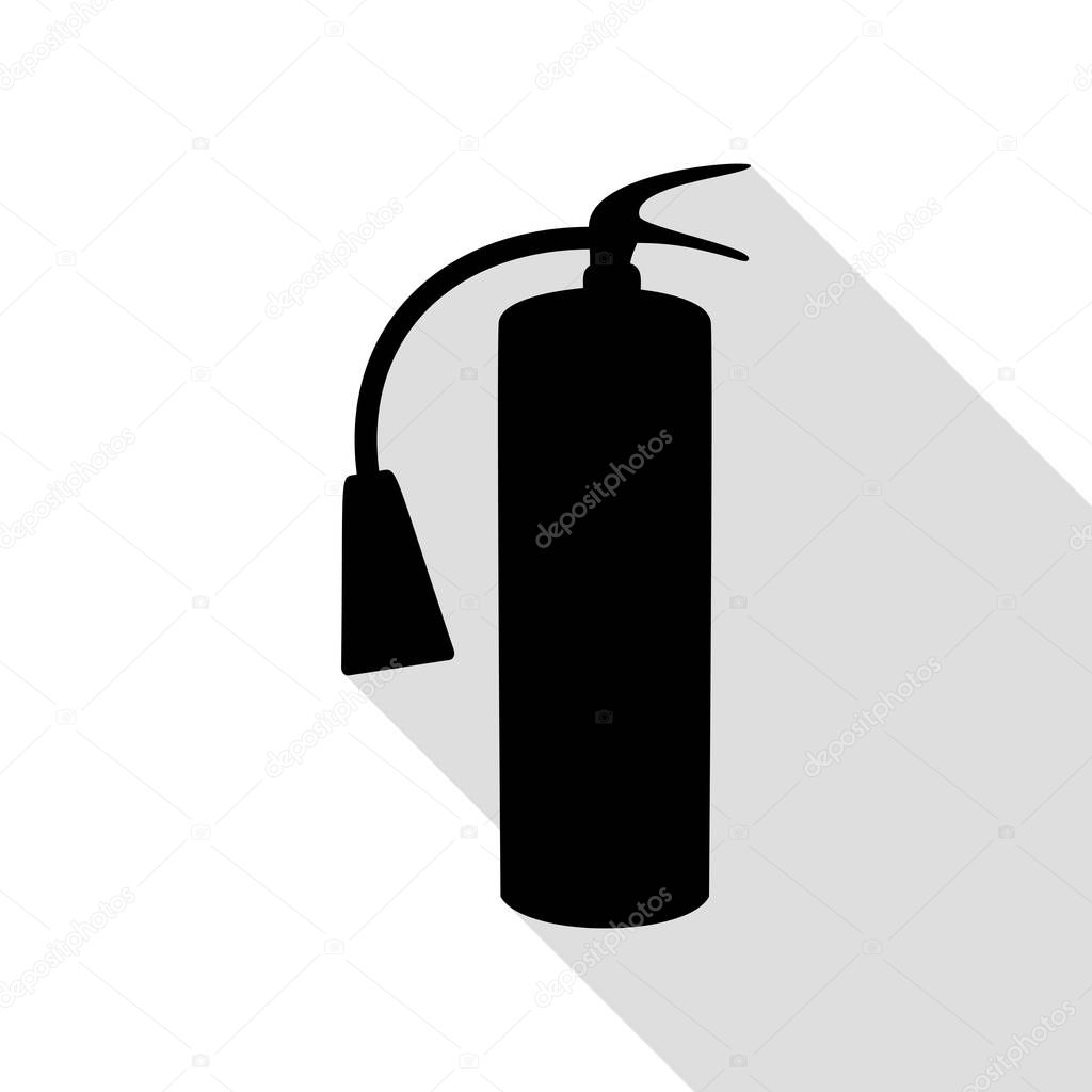 Fire extinguisher sign. Black icon with flat style shadow path.