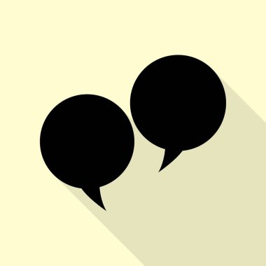 Konuşma balonu işareti. Düz stil gölge yoluyla krem arka plan üzerinde siyah simgesi.