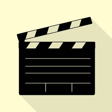 Film bel soğukluğu kurulu sinema iz yok. Düz stil gölge yoluyla krem arka plan üzerinde siyah simgesi.