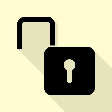 İşareti illüstrasyon kilidini. Düz stil gölge yoluyla krem arka plan üzerinde siyah simgesi.