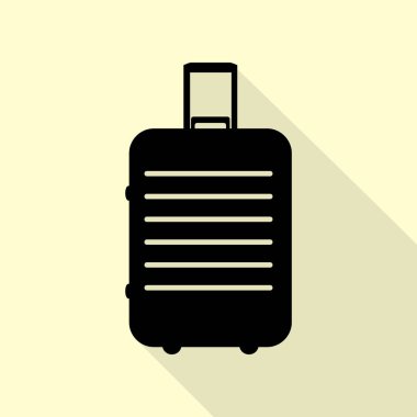 Bagaj işareti illüstrasyon. Düz stil gölge yoluyla krem arka plan üzerinde siyah simgesi.