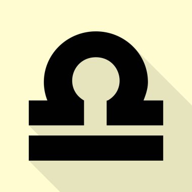 Terazi işareti illüstrasyon. Düz stil gölge yoluyla krem arka plan üzerinde siyah simgesi.