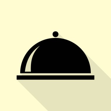 Sunucu oturum illüstrasyon. Düz stil gölge yoluyla krem arka plan üzerinde siyah simgesi.