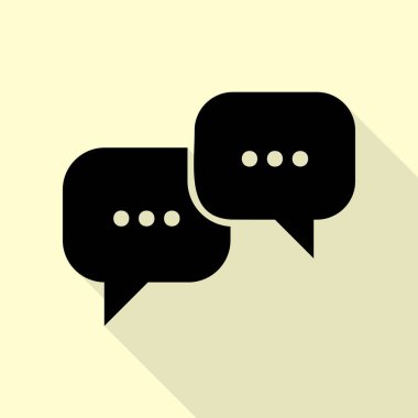 Konuşma işareti kabarcıklar. Düz stil gölge yoluyla krem arka plan üzerinde siyah simgesi.