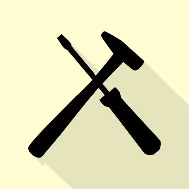 Araçlar illüstrasyon işareti. Düz stil siyah beyaz simgesine.