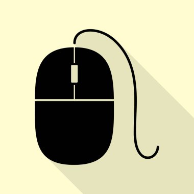 Fare işareti illüstrasyon. Düz stil gölge yoluyla krem arka plan üzerinde siyah simgesi.