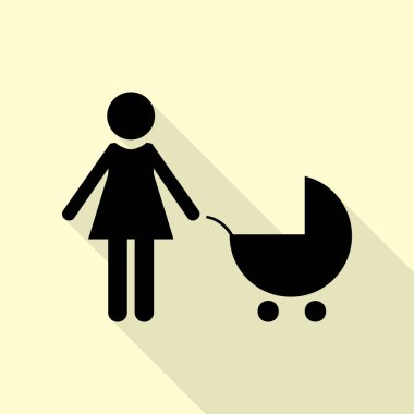 Aile işareti illüstrasyon. Düz stil gölge yoluyla krem arka plan üzerinde siyah simgesi.