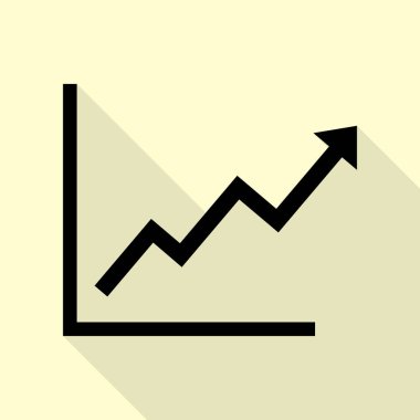 Çubuk grafik işareti büyüyen. Düz stil gölge yoluyla krem arka plan üzerinde siyah simgesi.