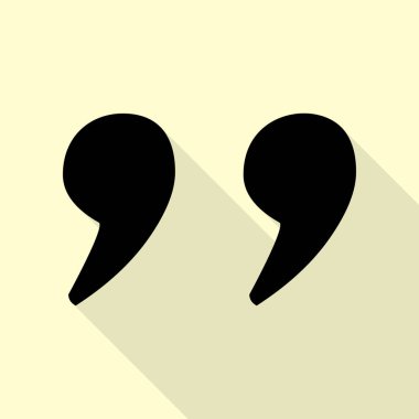 İşareti illüstrasyon alıntı. Düz stil gölge yoluyla krem arka plan üzerinde siyah simgesi.