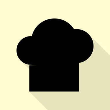 Şef kap işareti. Düz stil gölge yoluyla krem arka plan üzerinde siyah simgesi.