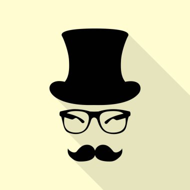 Hipster Aksesuar tasarımı. Düz stil gölge yoluyla krem arka plan üzerinde siyah simgesi.