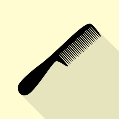 Basit kayıt tarak. Düz stil gölge yoluyla krem arka plan üzerinde siyah simgesi.